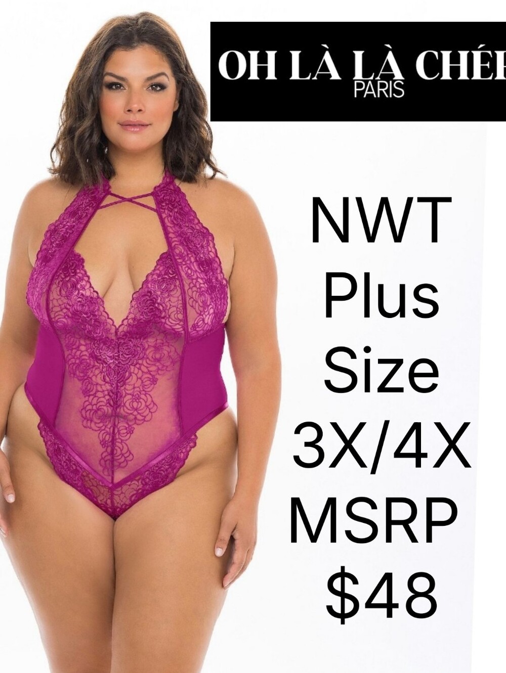 NWT Oh Là Là Chéri Lace Teddy Plus Size 3X/4X